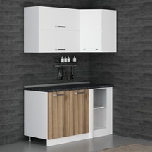 Minar 150cm Köşe Mutfak Dolabı - Beyaz/dore K150-d2
