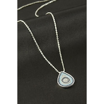 Flzdgnkr Oval Nazar Zirkon Taşlı Kolye - Gümüş Rengi 24940372