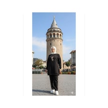 Lovie Moda Kadın Leopar Baskılı Eşofman Takımı Siyah