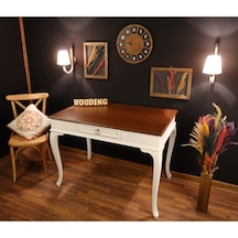 Wooding-Mobilya Wooding 120 Cm Çekmeceli Masif Beyaz Ceviz Çalışma Masası