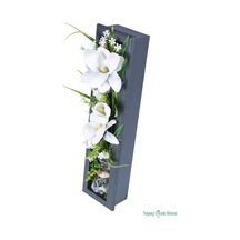 Yapay Çiçek Sitesi Ahşap Çerçeveli Yapay Çiçek Duvar Tablosu 44x11 Cm Model 5 Beyaz