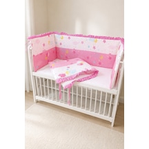 Baby Clime 70x130 Mobilya Beşik Kenar Koruyucu Seti - 4 Parça Rüya Serisi Pembe Fırfırlı