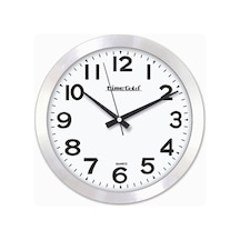 Aluminyum Çerçeve Ofis Otel Işyeri Sade Duvar Saati Beyaz - Metal