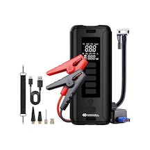 12000mah Led Işıklı Powerbank Özellikli Acil Durum Akü Takviye Kablolu 800a Araç Motor Lastik Şişirme Hava Kompresörü 100w