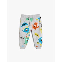 Koton Jogger Eşofman Altı Canavar Baskılı Pamuklu Gri Desenli 5wmb40108tk Gri