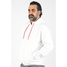 Erkek Kapüşonlu Polar Beyaz