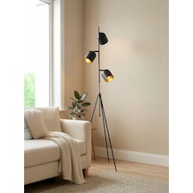 Horion Tripod Lambader 3 Başlıklı, Ayarlanabilir, Metal Gövde Siyah, Beyaz, Eskitme Gold Siyah