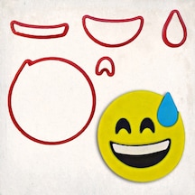 Soğuk Terleyen Emoji Detay Kurabiye Kalıp Seti 5 Li KIrmızı