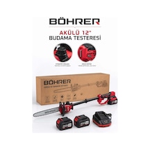 Böhrer Ba011518 12 İnç 30 Cm Akülü Budama Testeresi 21v Çift Akülü Otomatik Yağlamalı Uzayabilir Dal Budama T