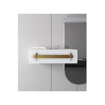 Işık 70cm Duvara Monte Kapaklı Raflı Modern Dresuar Beyaz-altın Beyaz-altın