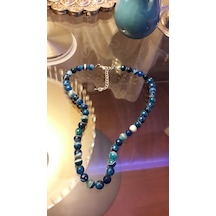 Stoneage Jewellery Mavi Akik Kendine Güven Kadın Kolye Turkuaz