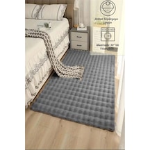 Raschel Carpet Koyu Gri Yumuşak Bubble Kaymaz Özel Taban Peluş Halı Yolluk