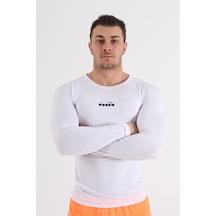 Diadora Pro - Erkek Beyaz Sıkı Kesimli Uzun Kollu Içlik - 1140051 Beyaz