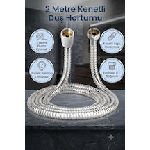 Ahlez Banyo Spiral Duş Hortumu 2 Metre Kenetli Duş Hortum Zinciri Krom