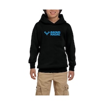 Zepplin Giyim Rafael Nadal Blue Logo Text Siyah Çocuk Kapşonlu Sweatshirt