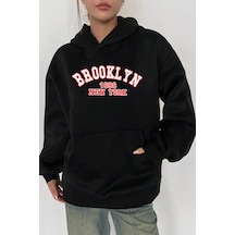 Brooklyn Baskılı Bisiklet Yaka Sweatshirt Antrasit