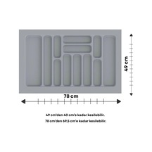 Mutfak Çekmece İçi Kaşıklık 40-49 Cm Derinlik Ayarlanabilir Gri & Antrasit Çekmece Düzenleyici Kaşık Çatal Bıçak Organizer Kaymaz Taban Gri, 78 Cm X 49 Cm Çok Renkli