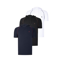 Üçlü Set T8570 Dewberry Kapşonlu Erkek T-shırt-lacivert-beyaz-siyah