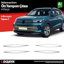 S-dizayn Vw Tiguan 3 Krom Ön Tampon Çıtası 6 Prç. 2024 Üzeri A+ Kalite