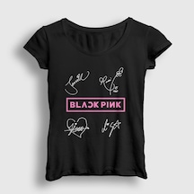 Presmono Kadın Signs Blackpink T-shirt Siyah