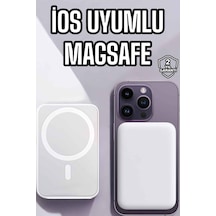 5000 Mah İos Uyumlu Magsafe Kablosuz Şarj Hızlı Şarj Desteği - Lisinya Beyaz