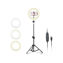 10 İnch Youtuber Led Işıklı Halka Telefon Tutuculu 10 İnch 26 Cm Selfie/yayıncı/makyaj Işığı 21