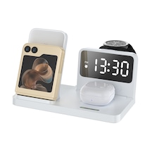 Bix Bxmw4 Alarmlı Saat Özellikli 15w Kablosuz Şarj Standı Beyaz