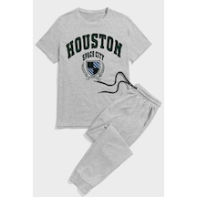Uyguntarz Unisex Houston Baskılı Eşofman Takımı Gri