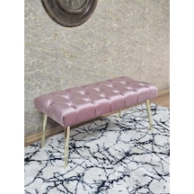 Zafir Gold Kaplama Sivriltme Ayaklı 90 Cm Puf Bench - Puf - Bench - Kasalı Oturak - Oturak - Yatak Ucu Puf Pembe
