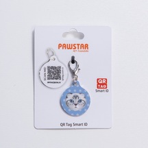 Scottish Kedi Desenli Qr Tag Evcil Hayvan Künyesi İsimlik Pet Tag Köpek Künyesi Kedi Künyesi Qr Kodlu Künye Mavi