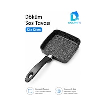 12x12 Cm Kare Döküm Sos Tavası Mini Tava Ergonomik Saplı Siyah