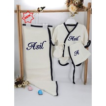 Gros Shop Yeni Doğan Burümcük Müslin Kumaş %100pamuk 5 Li Hastane Çıkış Set Ekru