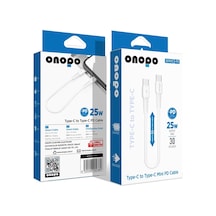 Onopo P2 Type-c To Type-c Mini Pd 25w Hızlı Şarj Ve Data Kablosu 30cm Android Uyumlu 480mbps Veri Aktarımı