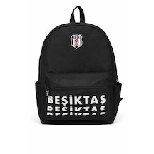 Beşiktaş Lisanslı 3 Bölmeli Sırt Çantası - Laptop Gözlü Su İtici Özellikli Yazı Baskılı Okul Çantası Siyah
