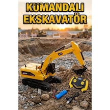 Uzaktan Kumandalı Şarjlı Kepçe - Metal Uçlu Işıklı Sesli Ekskavatör - Büyük Boy Oyuncak İş Makinesi Çok Renkli