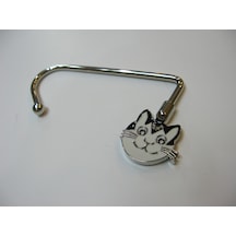 Cats By Luyano Gülümseyen Kedili Metal Başı Döner Çanta Askılığı