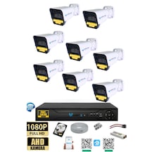 8 Kameralı AHD Full HD 9 LED 5MP Kamera Seti - 500GB HDD Dahil Gece (Renkli) Görüş