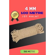4 Mm 100 Metre Jüt Halat Dekoratif Hasır İp Urgan Süs