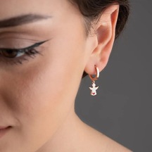 Vaoov 925 Ayar Gümüş Beyaz Mineli Melek Küpe Rose Gold