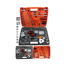 Profesyonel Mekanik Krom Çelik Premium Kalite 121 Parça Lokma Takımı 1/2-1/4-3/8 Full Set