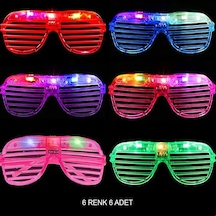 Bezos Işıklı Panjur Şeritli Led Parti Gözlüğü 6 Renk 6 Lı Set