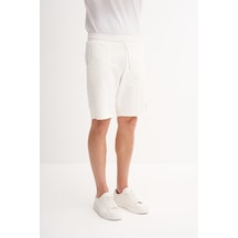 Cazador Slim Fit Örme Bermuda Süet Şort Ekru