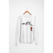 Magors Stıl-x Frıday Baskılı Oversize Bisiklet Yaka 3 İplik Şardonlu Sweatshırt Beyaz