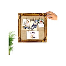 Bambu Hasır İpli Ev Figürlü Poloroid Fotoğraf Çerçevesi - 20x20cm