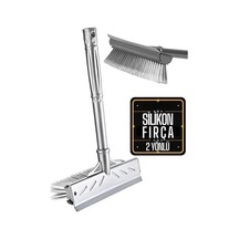 Fırçalı Ve Silikon Uçlu Cam Sil Çekçek 2 Yönlü Temizlik Fırçası 35x22 Cm Süpürme Ve Sıyırma Fonksiyonlu Ergonomik Saplı 423698