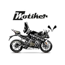 Cfmoto 250sr Monster Siyah Beyaz Tasarım Sticker Etiket Modeli