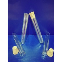 Tüp Şeklinde.50 Adet. Mantar Tıpalı Dibi Düz Cam Şişe