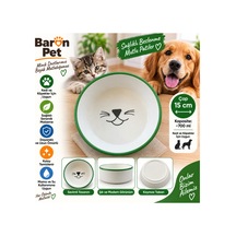 Pet Kedi Köpek Seramik Mama Ve Su Kabı 15 Cm 700 Ml Kaymaz Tabanlı Sevimli Desenli - Yeşil