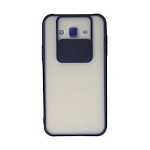 Samsung Galaxy Uyumlu - J7 Kılıf Palm Buzlu Kamera Sürgülü Silikon - Lacivert Çok Renkli