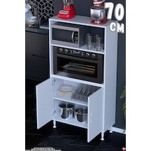 Duru 70 Cm Çift Kapaklı Mutfak Kiler Dolabı Raflı Mikrodalga Fırın Standı Banyo Dolabı 70x150x32 Cm Beyaz